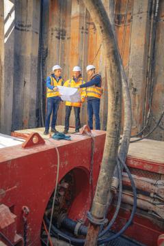 Sascha Englert, Dr. Markus Ulmer und Sascha Hartig im Schacht